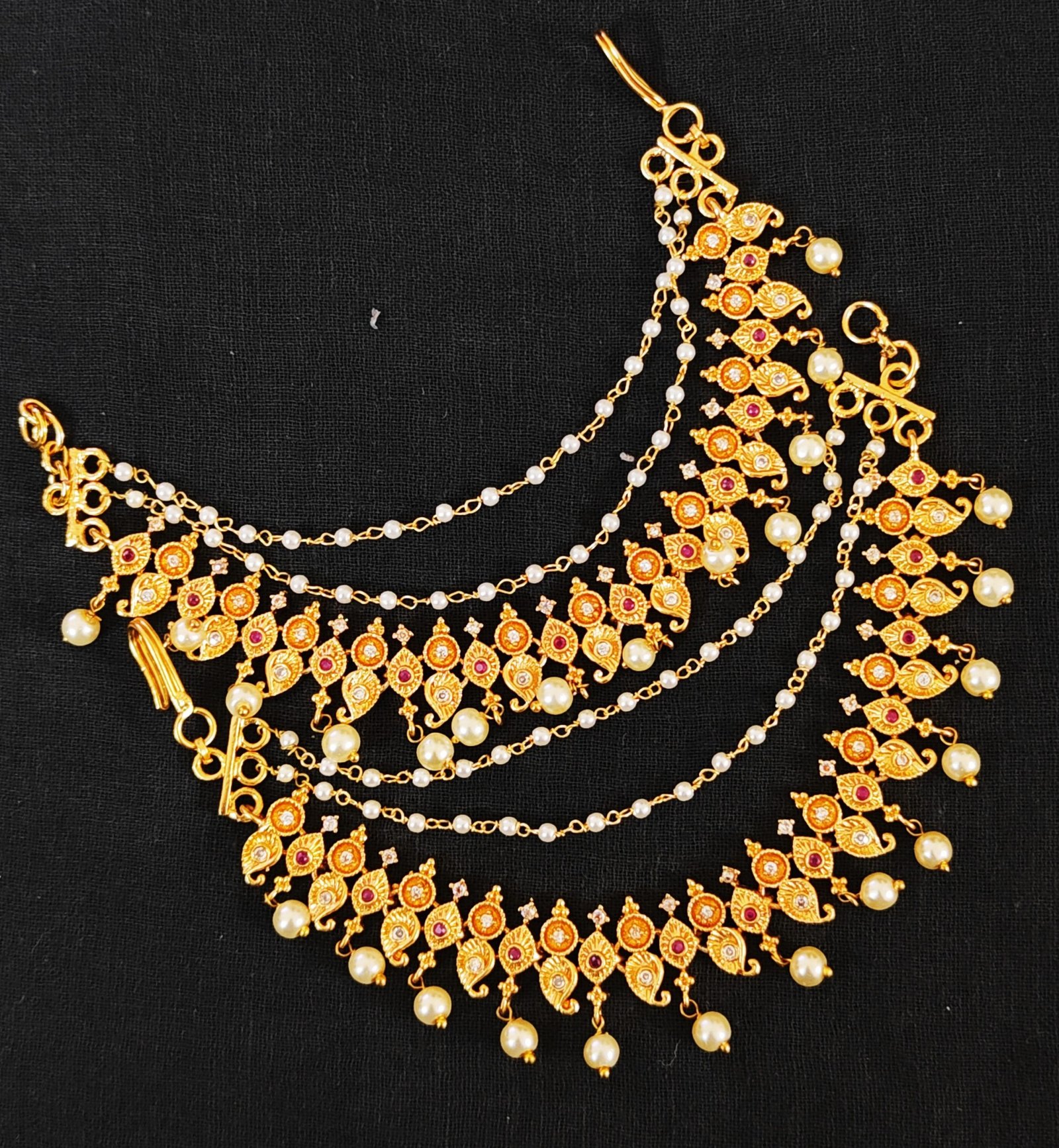 Jadau Kundan  & Pearl Ear Chains | Hair accessories | Champaswaralu