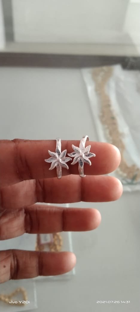 Pure silver toe ring models with floral design - Swarnakshi Jewels