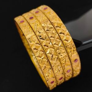 Oplus_131106 1 gram gold bangles set 2.8 size with ruby stones real gold look